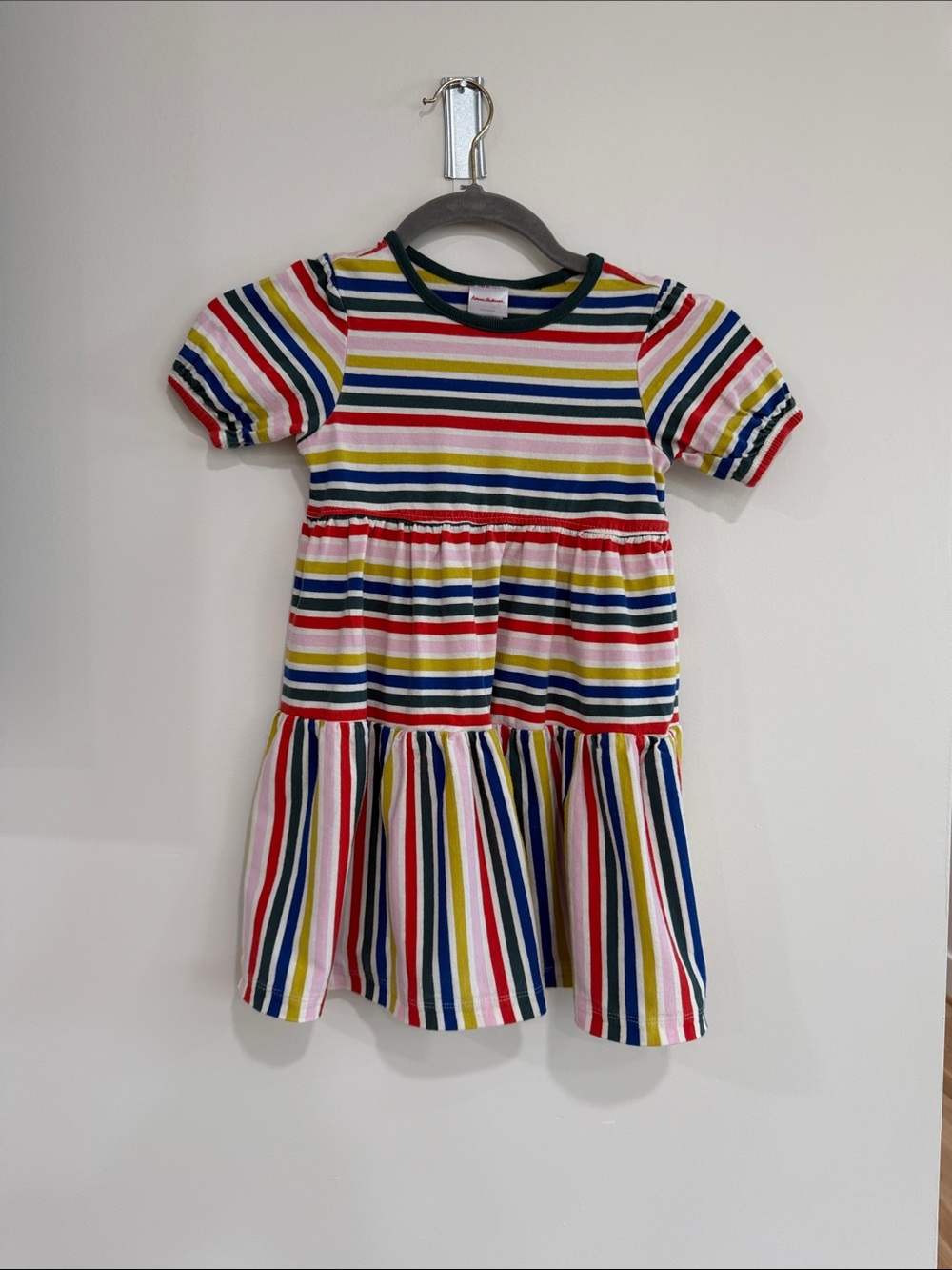 Hanna Andersson Rainbow Stripe Short Sleeve Tiered Dress